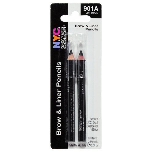 N.Y.C. New York Color Brow and Liner Pencils, Jet Black x14